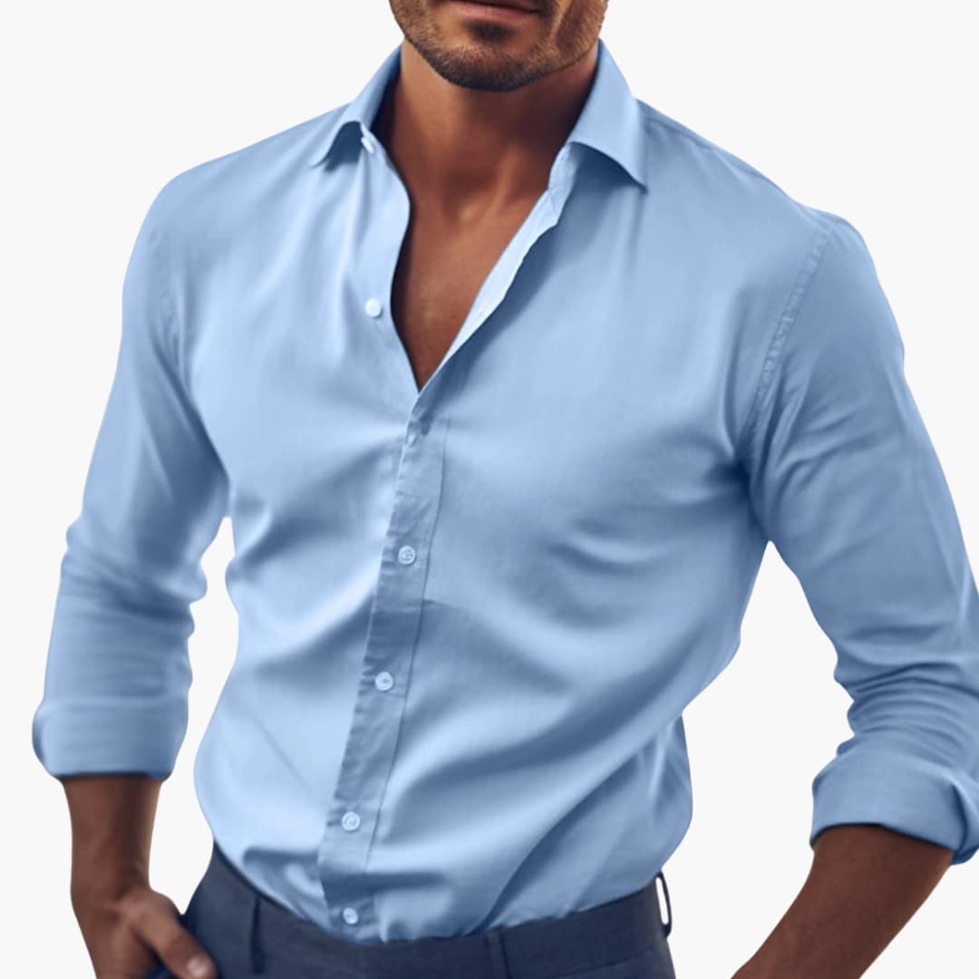 Chemise classique pour homme à coupe ajustée et col boutonné