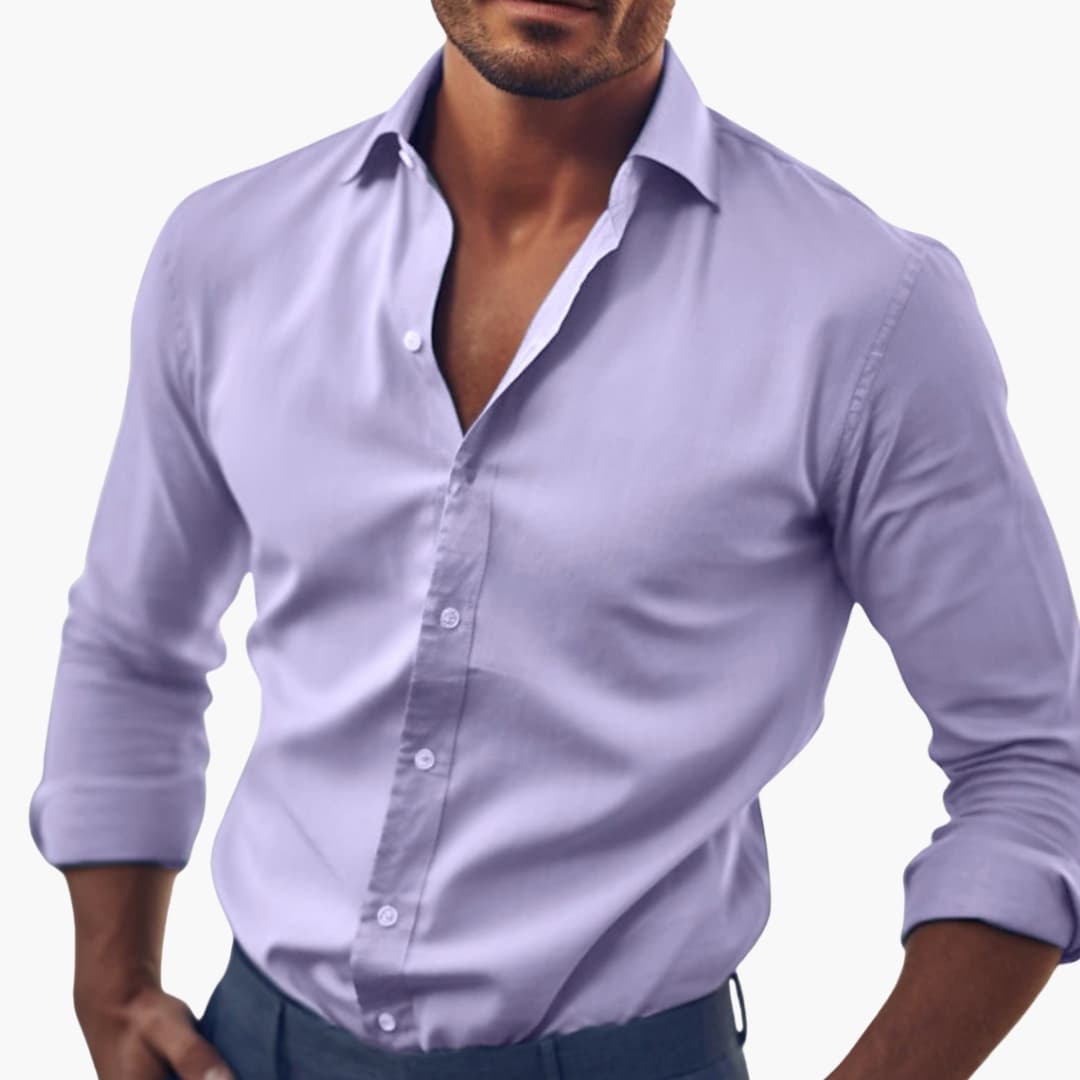 Chemise classique pour homme à coupe ajustée et col boutonné