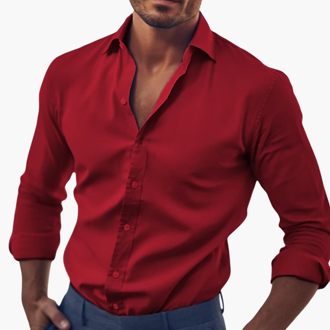 Chemise classique pour homme à coupe ajustée et col boutonné