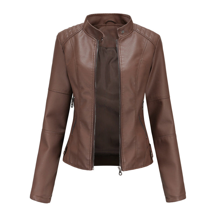Chaqueta de cuero entallada para mujer