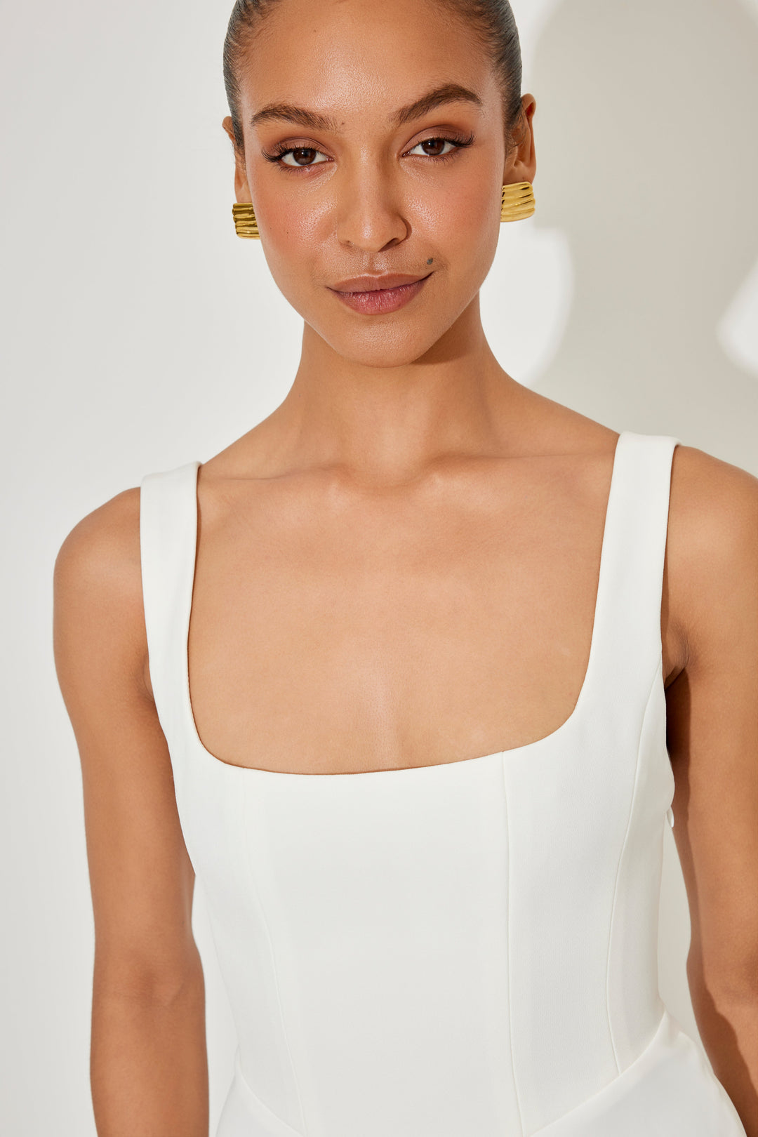 Women's A-Line Corset Midi Dress - White