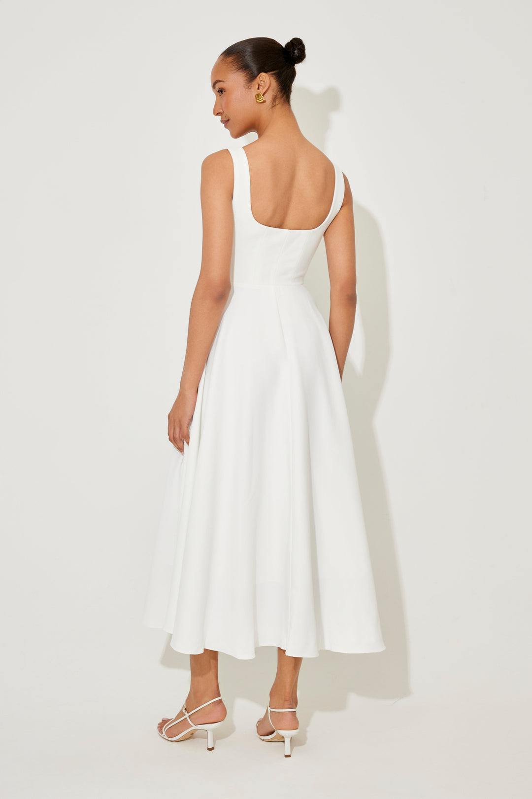 Women's A-Line Corset Midi Dress - White