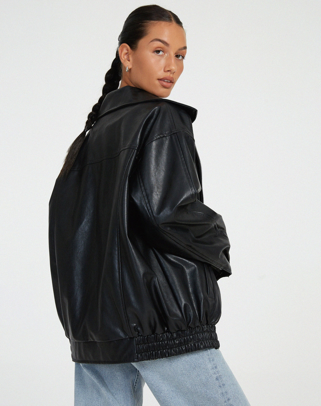 Ruby - Women's Oversized Leather Bomber Jacket