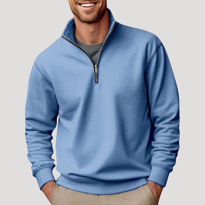 Sudadera ligera de algodón con media cremallera para hombre: transpirable y versátil