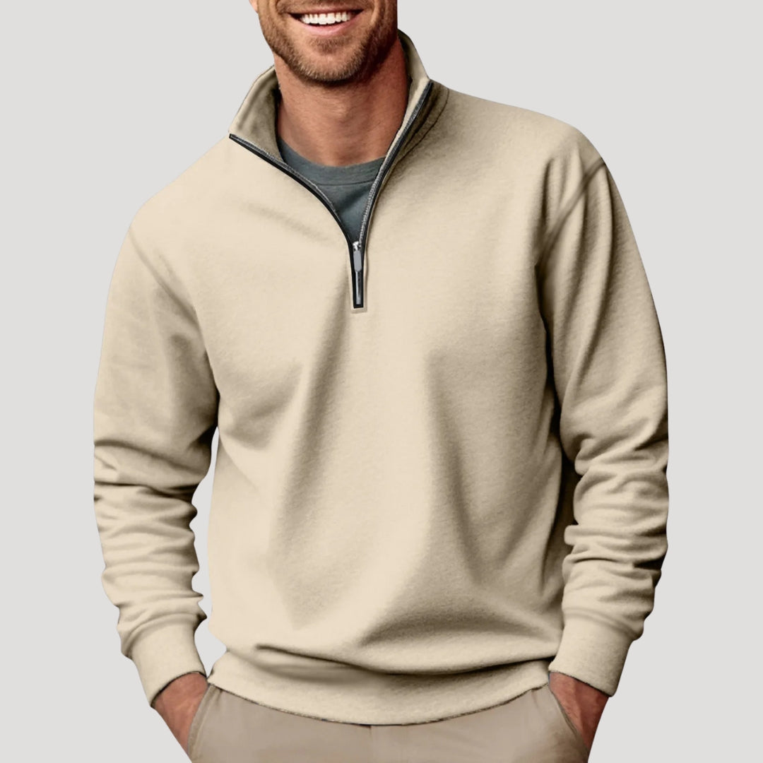 Sudadera ligera de algodón con media cremallera para hombre: transpirable y versátil