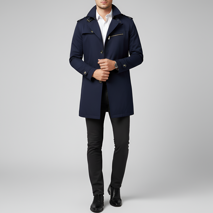 Trench-coat élégant pour homme avec ceinture et fermeture boutonnée