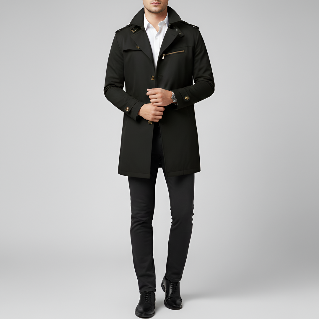 Trench-coat élégant pour homme avec ceinture et fermeture boutonnée