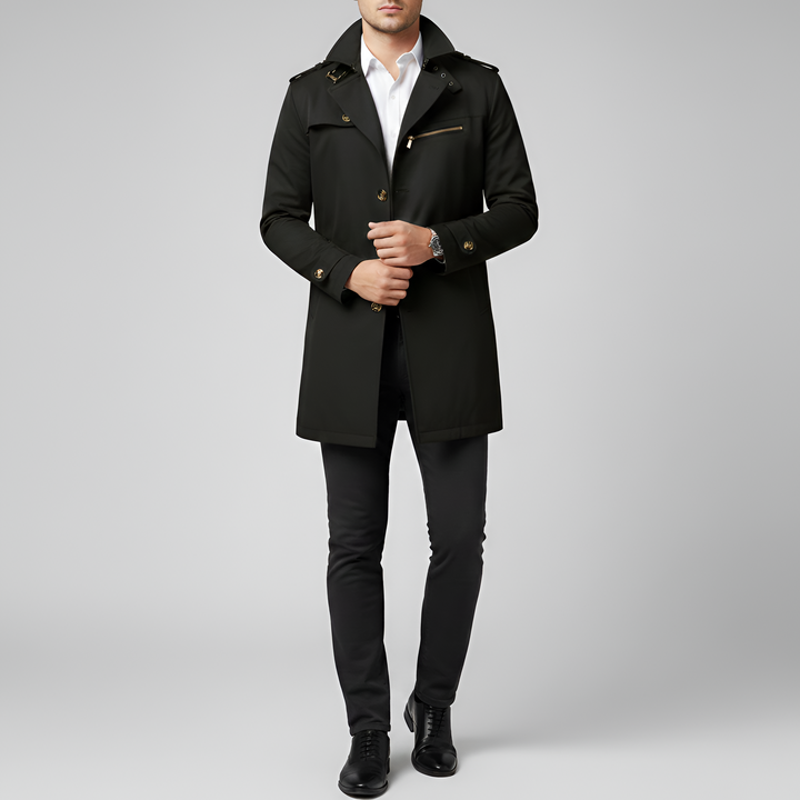 Trench-coat élégant pour homme avec ceinture et fermeture boutonnée