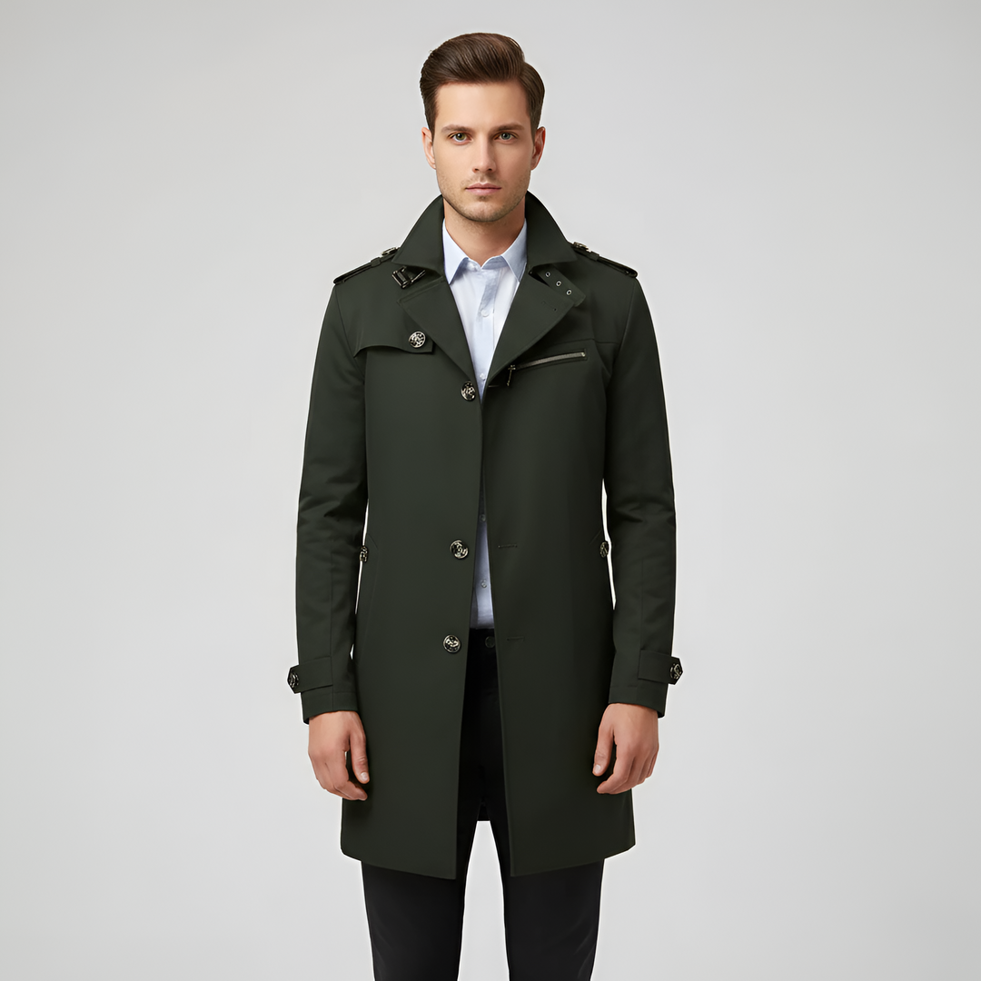 Trench-coat élégant pour homme avec ceinture et fermeture boutonnée