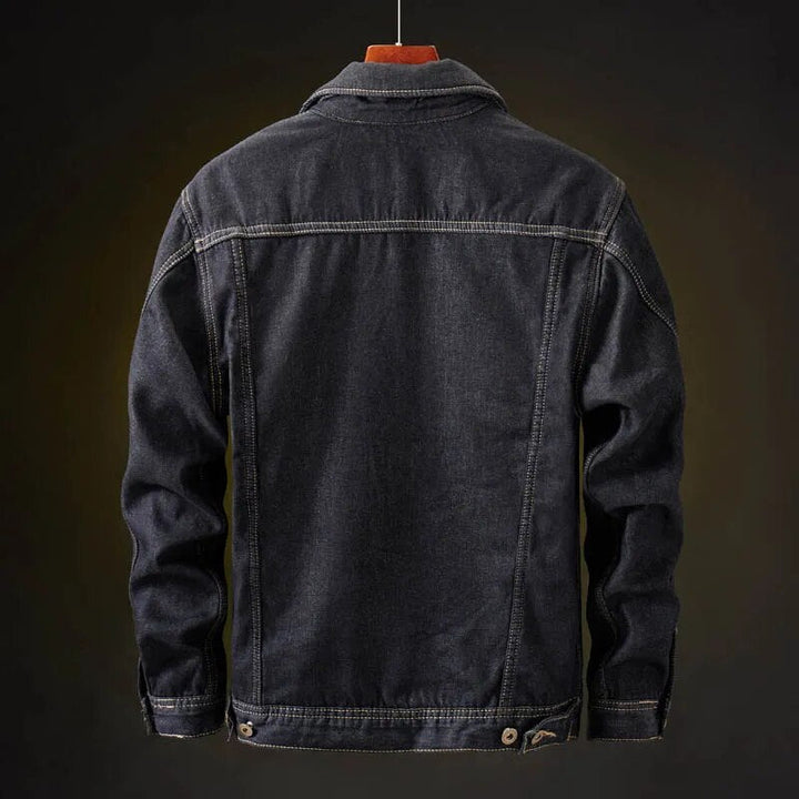 Men's Fleece-Lined Denim Jacket with Button Front - photo 6