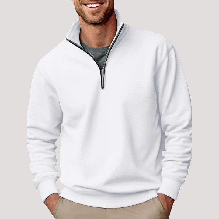 Sudadera ligera de algodón con media cremallera para hombre: transpirable y versátil