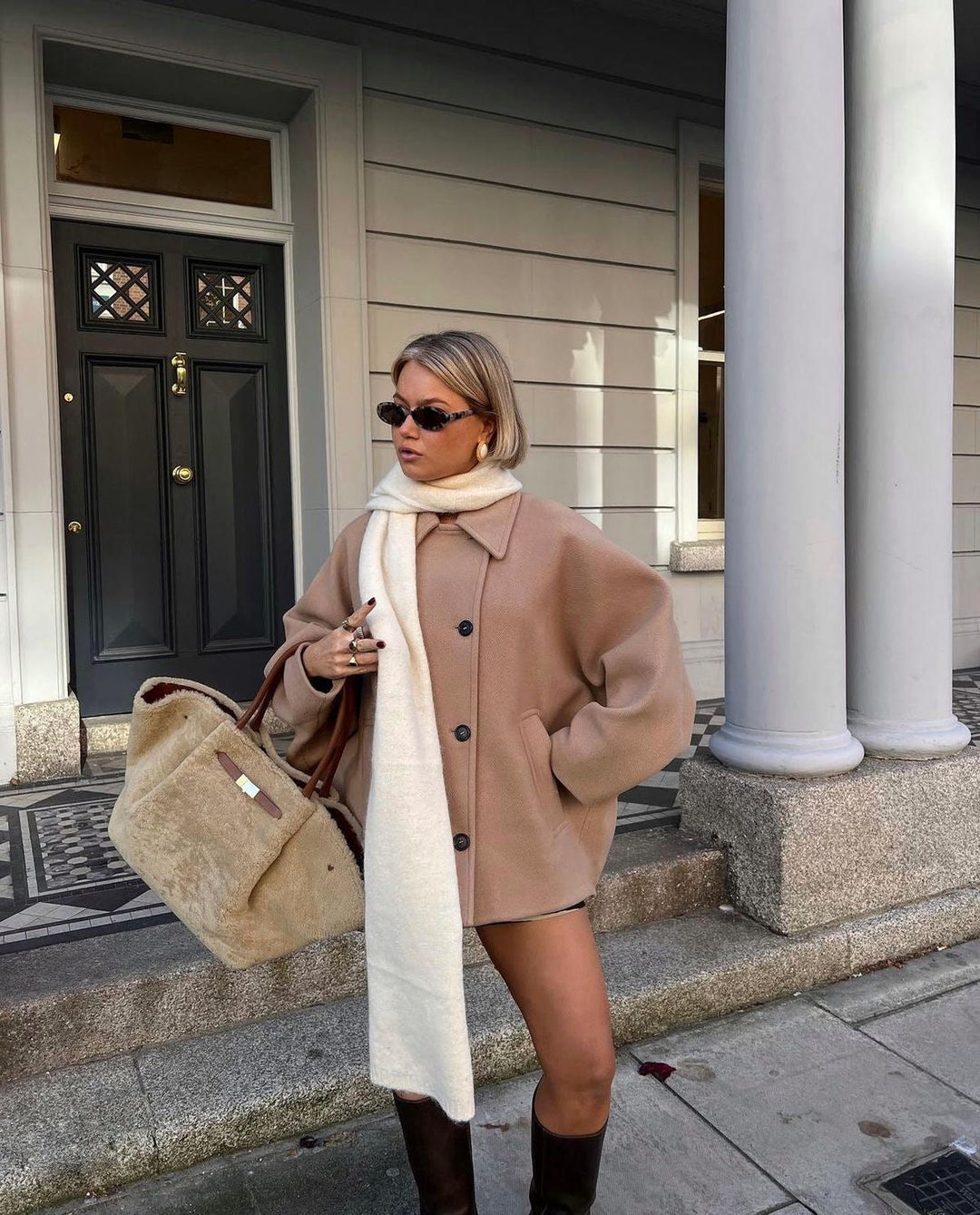 Women's Minimalist Wool Coat with a Button Front