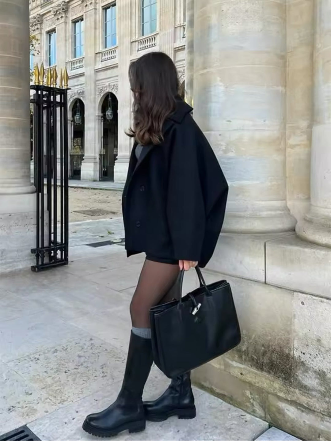 Women's Minimalist Wool Coat with a Button Front