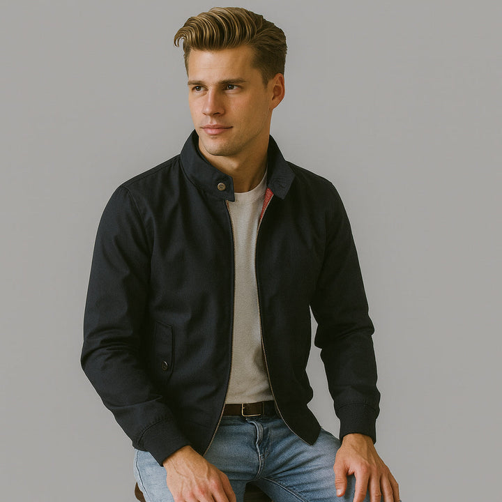 Chaqueta Harrington clásica para hombre con cremallera