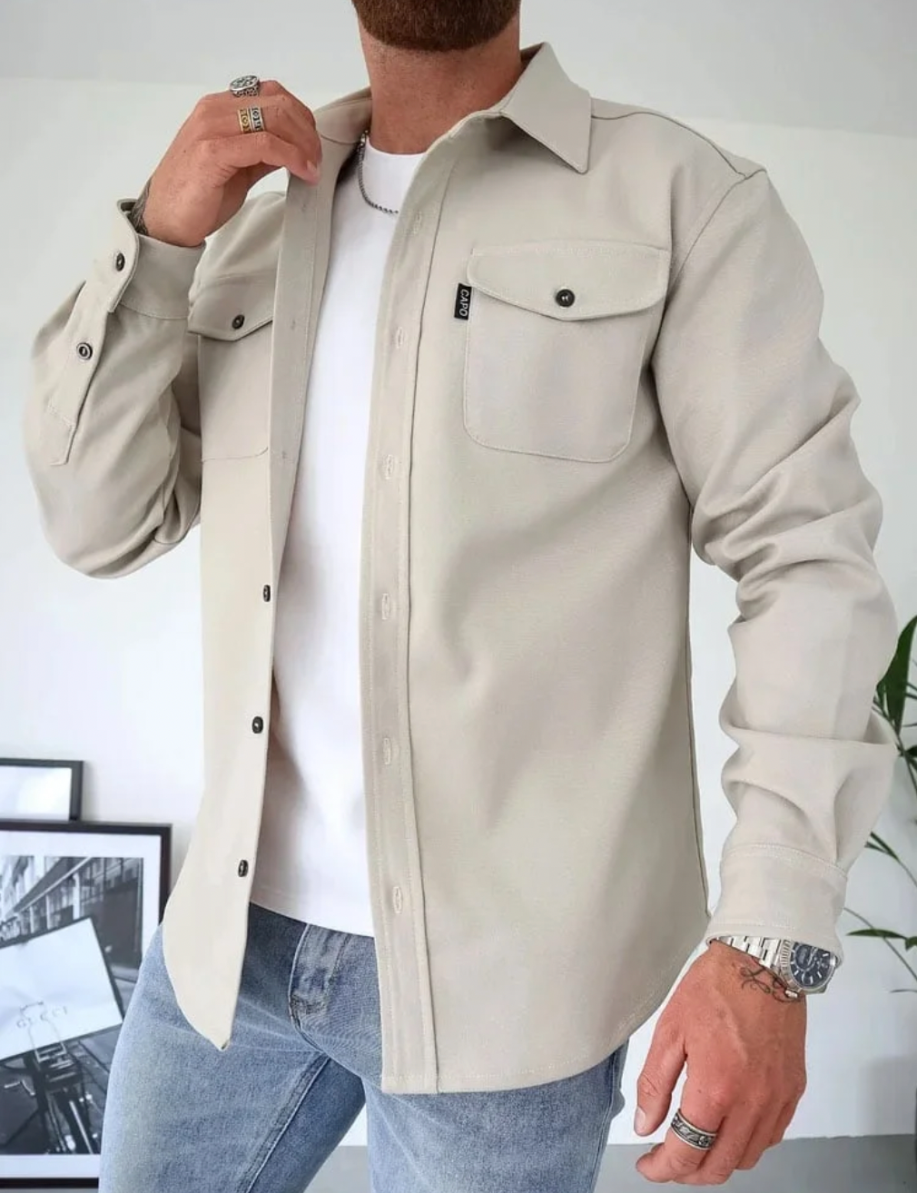 Sobrecamisa para hombre con cuello clásico