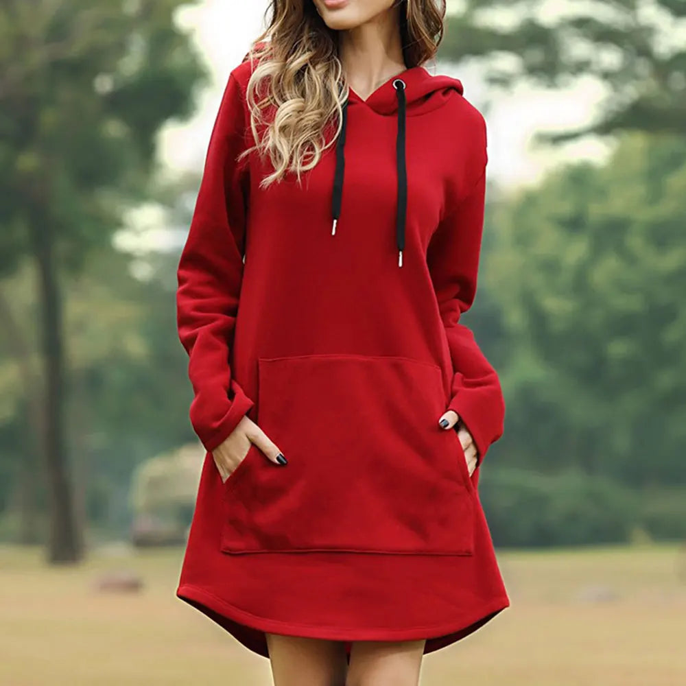 Nicole - Women's Long Warm Hoodie Dress