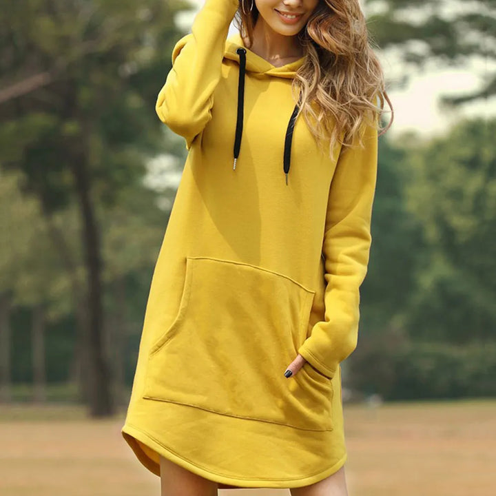 Nicole - Women's Long Warm Hoodie Dress