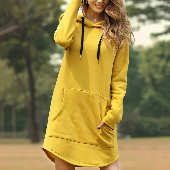 Nicole - Women's Long Warm Hoodie Dress