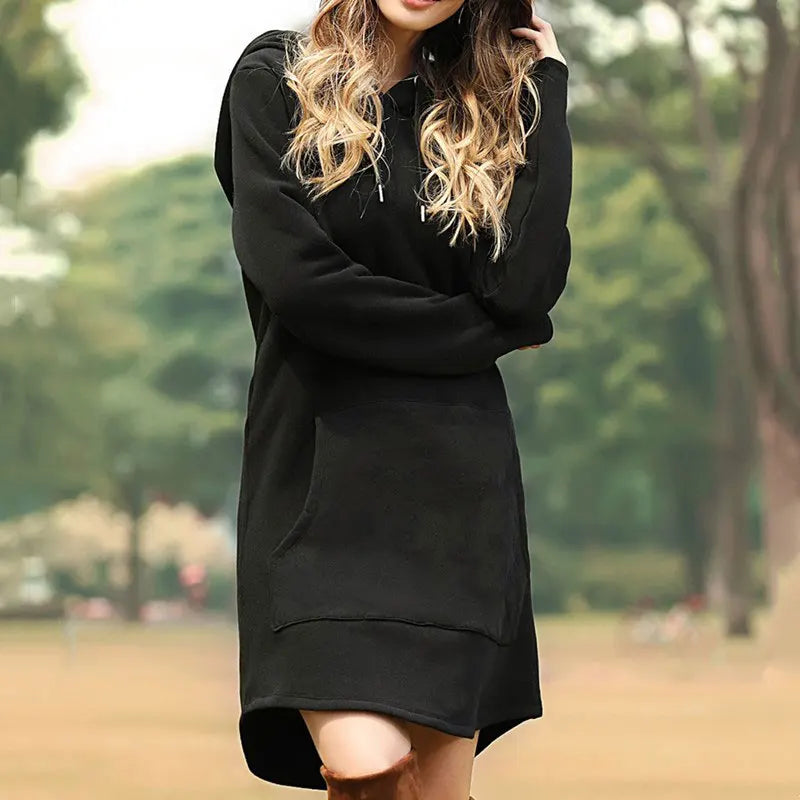 Nicole - Women's Long Warm Hoodie Dress