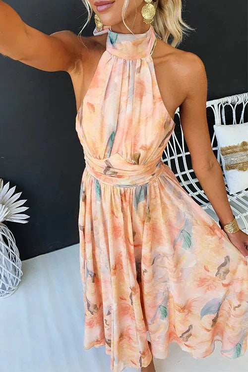 Women's Floral Halter Neck Midi Dress - photo 1