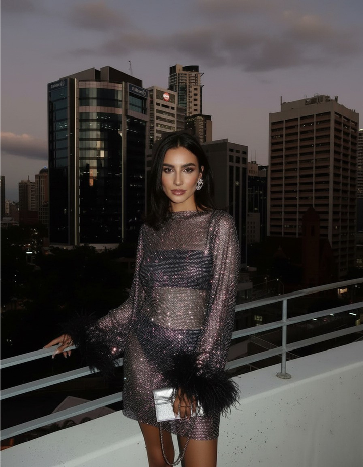 Women's Metallic Cocktail Evening Dress