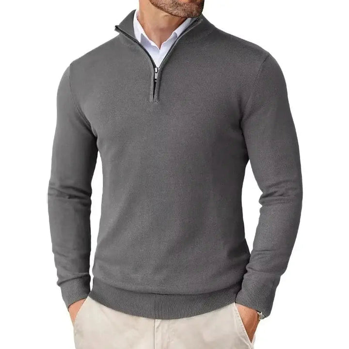 Jersey de corte ajustado para hombre con cremallera de un cuarto y cuello alto