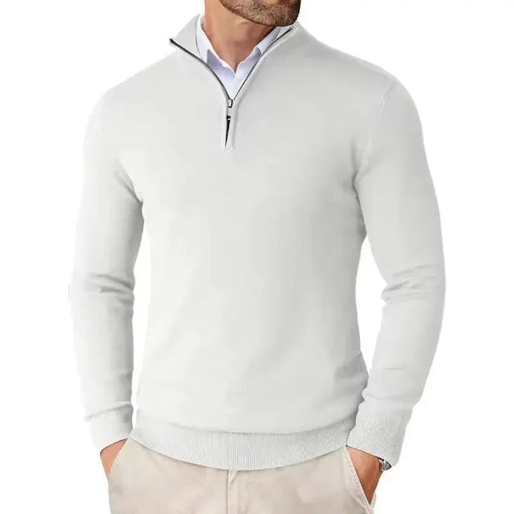 Jersey de corte ajustado para hombre con cremallera de un cuarto y cuello alto