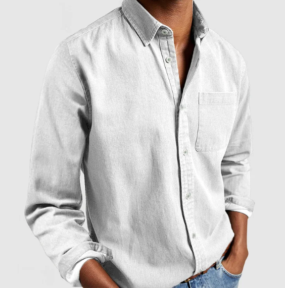 Men's Casual Denim Button-Down Shirt