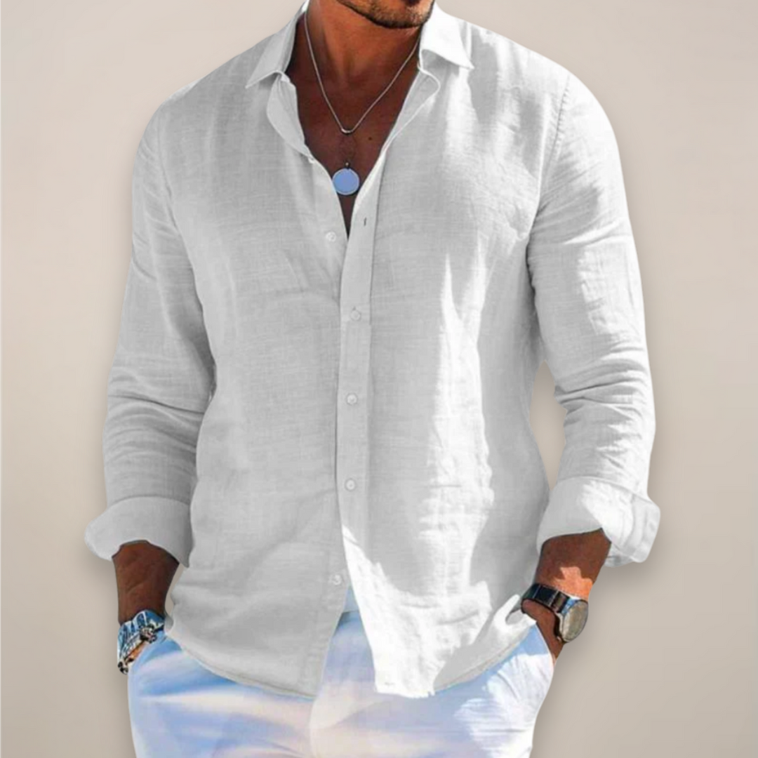 Liam | Camisa informal de manga larga con cuello de solapa y botones