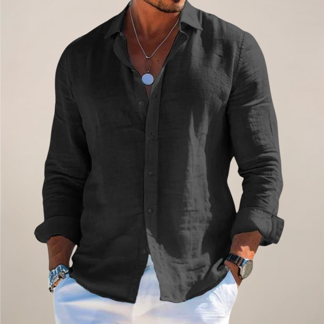 Liam | Camisa informal de manga larga con cuello de solapa y botones