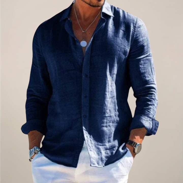 Liam | Camisa informal de manga larga con cuello de solapa y botones