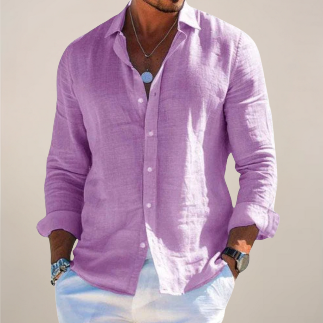 Liam | Camisa informal de manga larga con cuello de solapa y botones