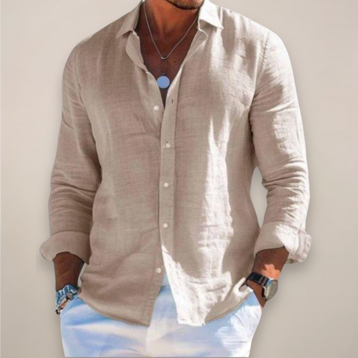 Liam | Camisa informal de manga larga con cuello de solapa y botones