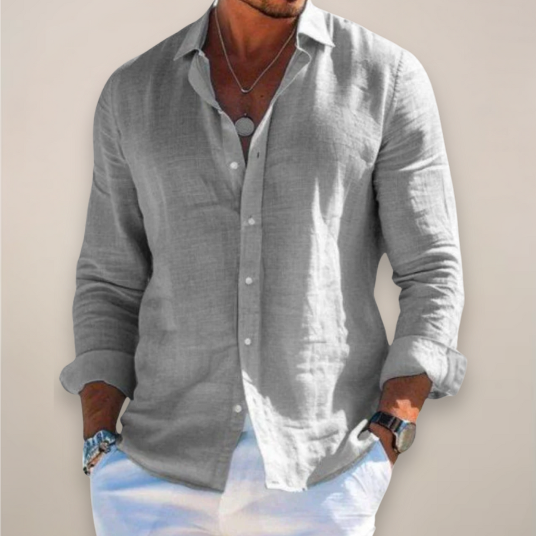 Liam | Camisa informal de manga larga con cuello de solapa y botones