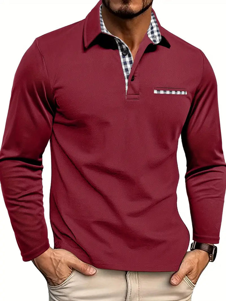 Men's Long Sleeve Collared Polo Shirt