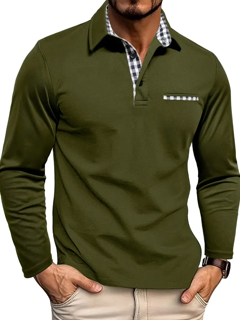 Men's Long Sleeve Collared Polo Shirt