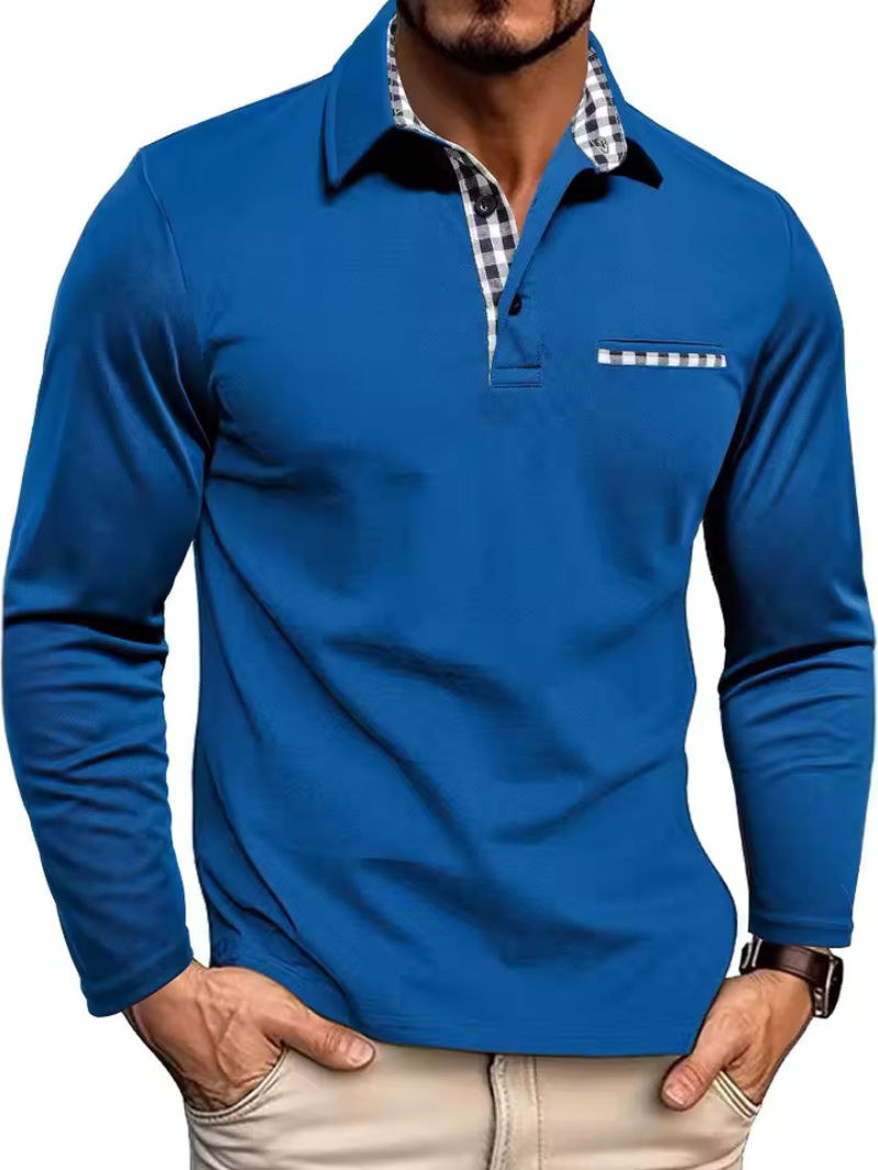Men's Long Sleeve Collared Polo Shirt