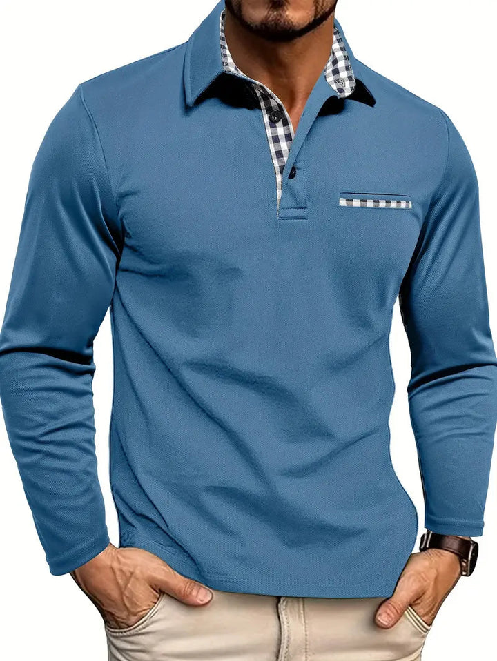 Men's Long Sleeve Collared Polo Shirt