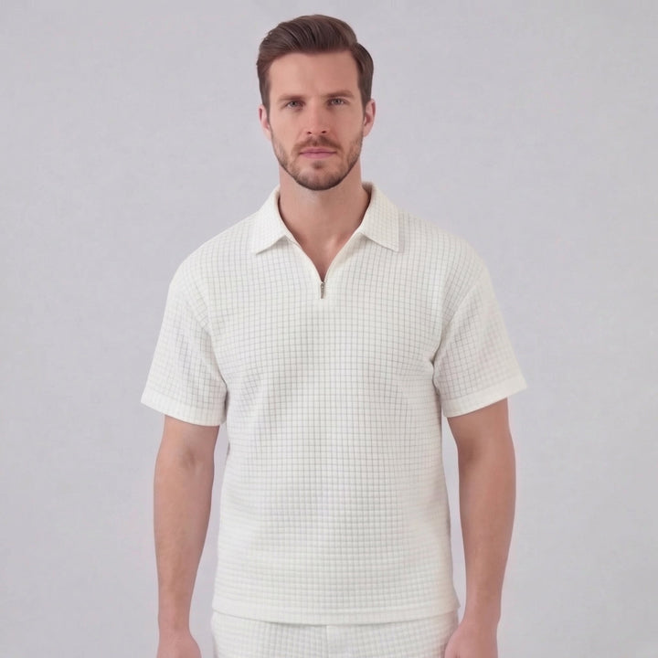 Conjunto de verano para hombre con camiseta y pantalón corto de punto waffle
