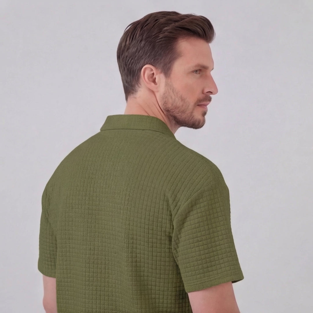 Conjunto de verano para hombre con camiseta y pantalón corto de punto waffle