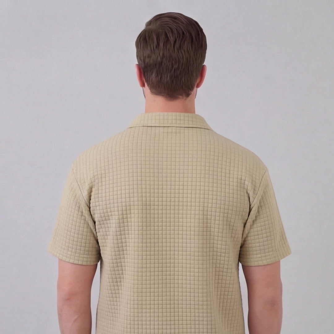 Conjunto de verano para hombre con camiseta y pantalón corto de punto waffle