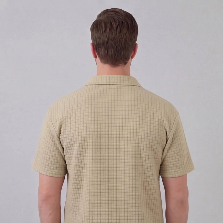 Conjunto de verano para hombre con camiseta y pantalón corto de punto waffle