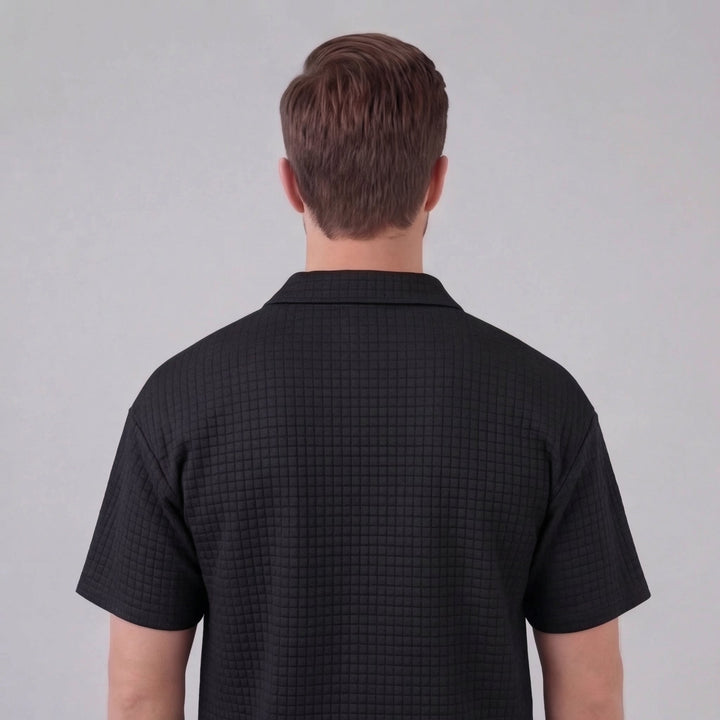 Conjunto de verano para hombre con camiseta y pantalón corto de punto waffle