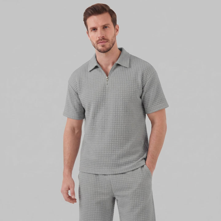 Conjunto de verano para hombre con camiseta y pantalón corto de punto waffle