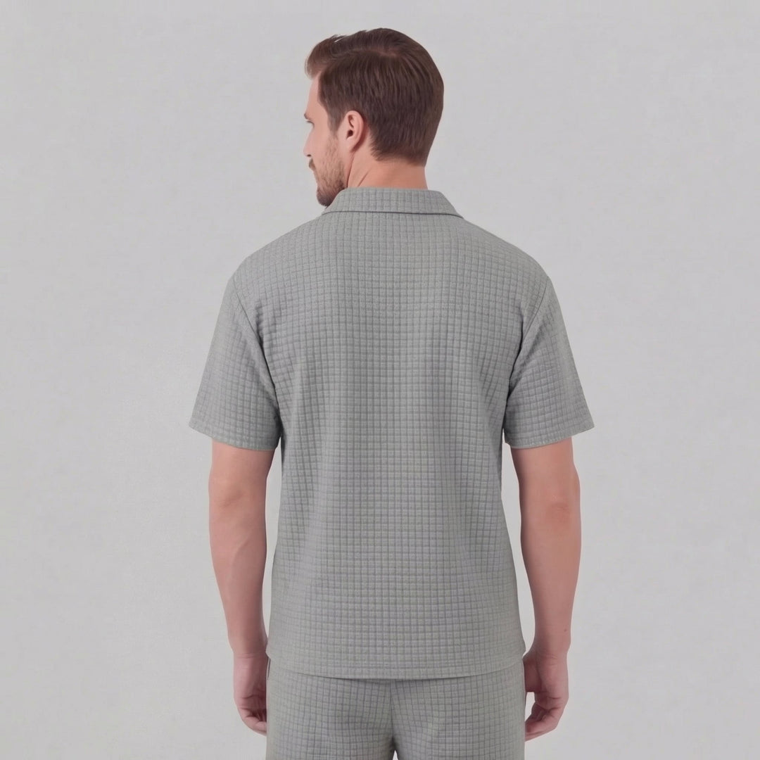 Conjunto de verano para hombre con camiseta y pantalón corto de punto waffle