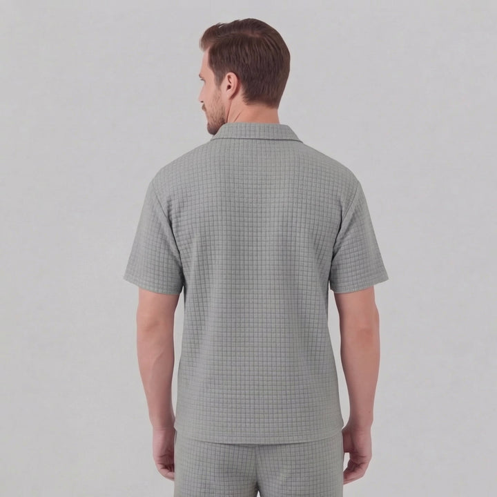 Conjunto de verano para hombre con camiseta y pantalón corto de punto waffle