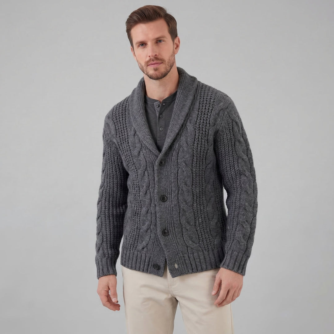 Cardigan da uomo in lana lavorata a maglia
