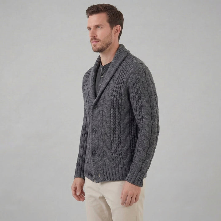 Cardigan da uomo in lana lavorata a maglia