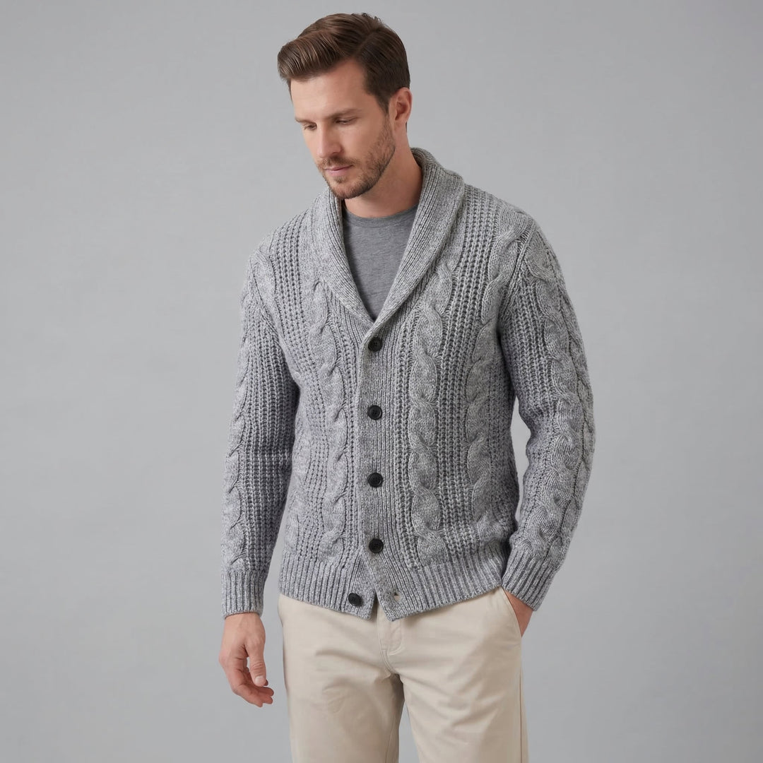 Cardigan da uomo in lana lavorata a maglia