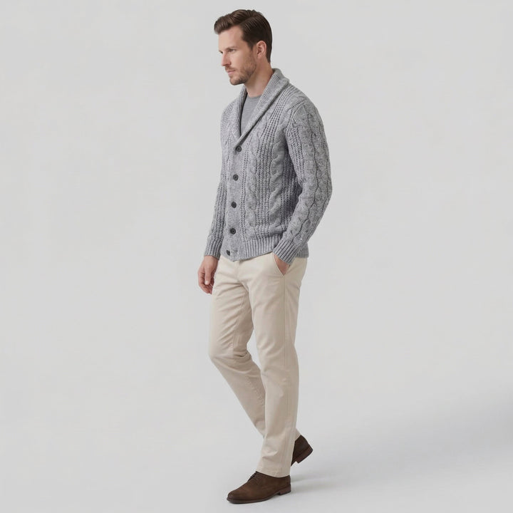 Cardigan da uomo in lana lavorata a maglia